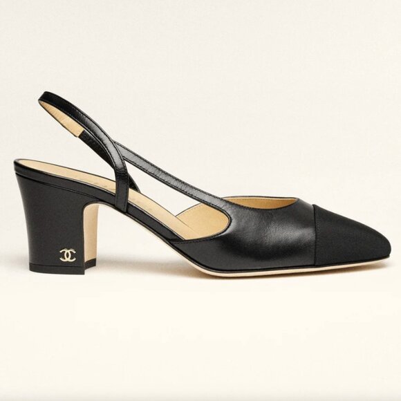 Chanel Black Slingback Pumps - Size 35.5 - Picture 1 of 8